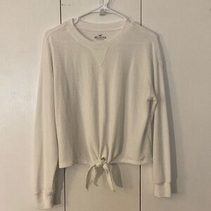 Hollister white Tie-Front Thermal Long Sleeve shirt size XS